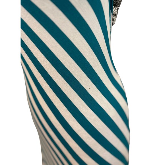 Paradise Maxi Dress Blue White Striped Backless‎ Sleeveless Asymmetrical Hem  L - Picture 11 of 15